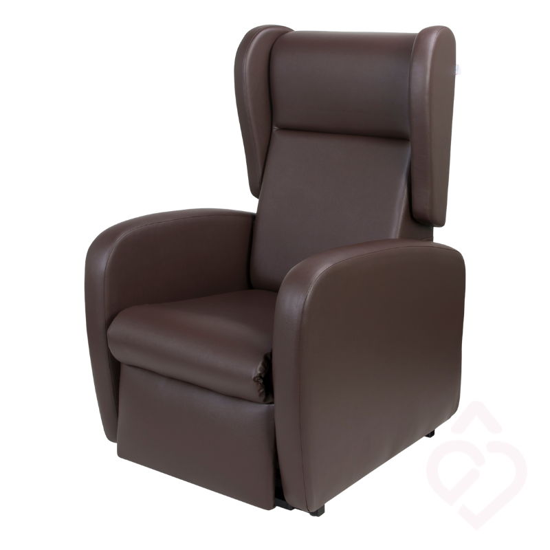Poltrona elétrica bimotor relax em napa castanha reclinável