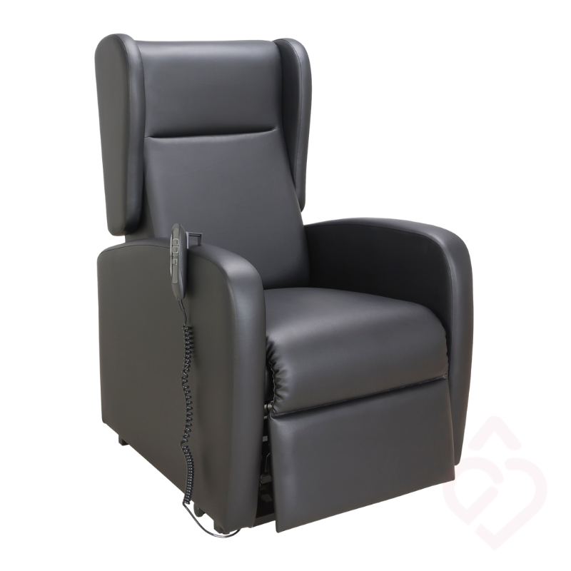 Poltrona elétrica bimotor relax em napa preta