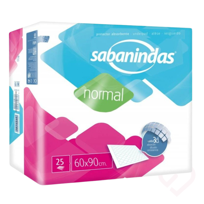 Resguardo absorvente descartável, com medida 60x90cm, indicado para proteger camas e outras superfícies em casos de perdas de urina.