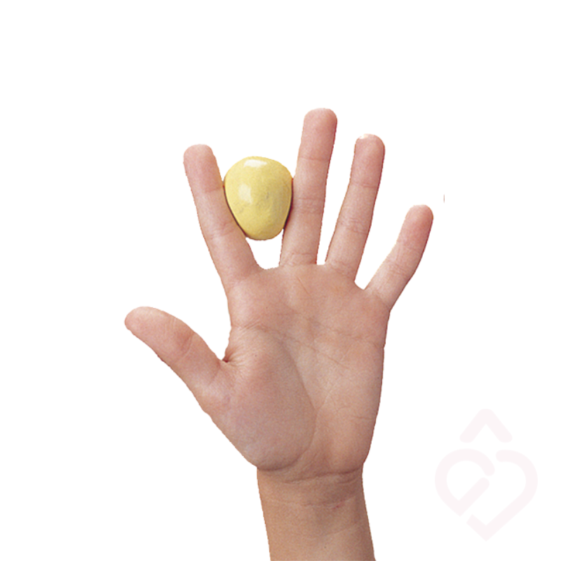 Silicone terapêutico para exercícios de reabilitação e fortalecimento das mãos, disponível em diferentes níveis de resistência, cada um com uma força específica.