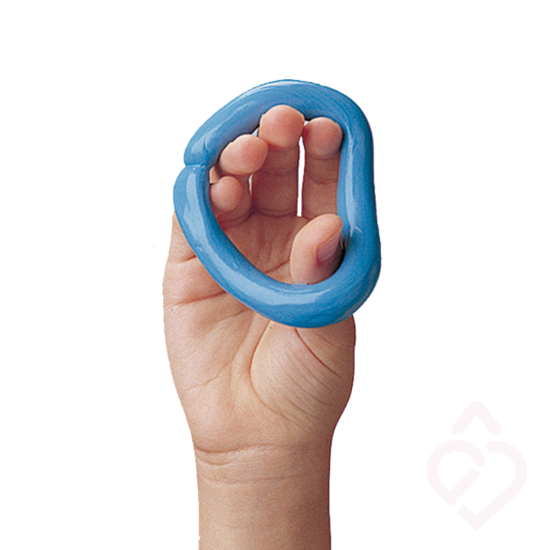 Silicone terapêutico para exercícios de reabilitação e fortalecimento das mãos, disponível em diferentes níveis de resistência, cada um com uma força específica.