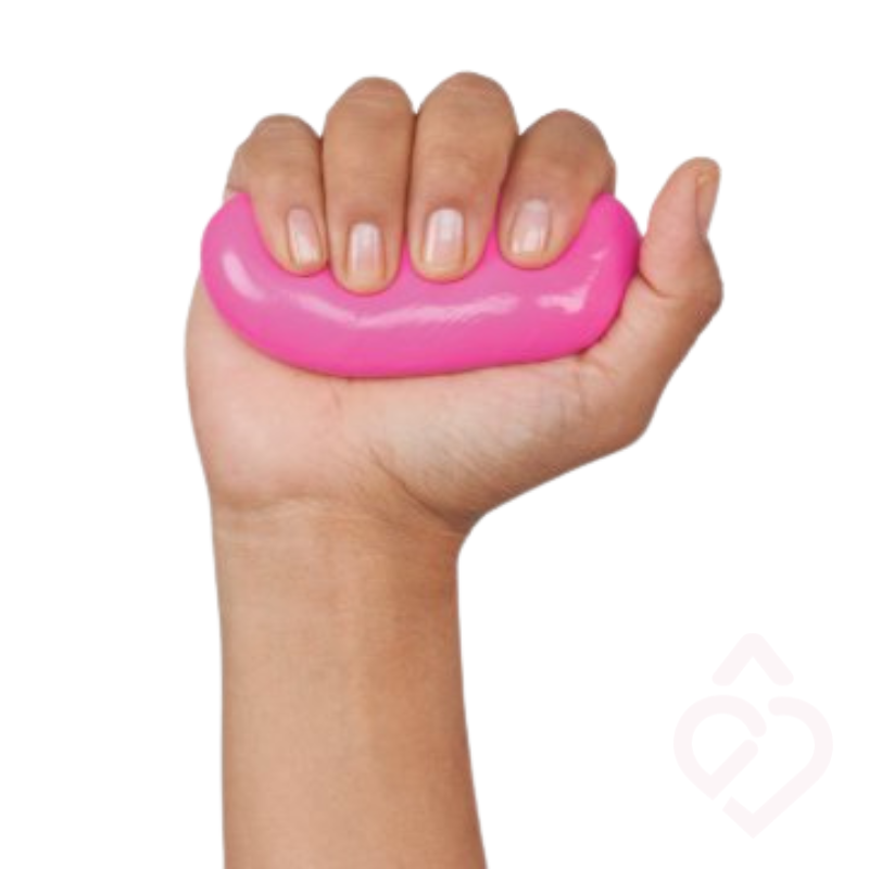 Silicone terapêutico para exercícios de reabilitação e fortalecimento das mãos, disponível em diferentes níveis de resistência, cada um com uma força específica.