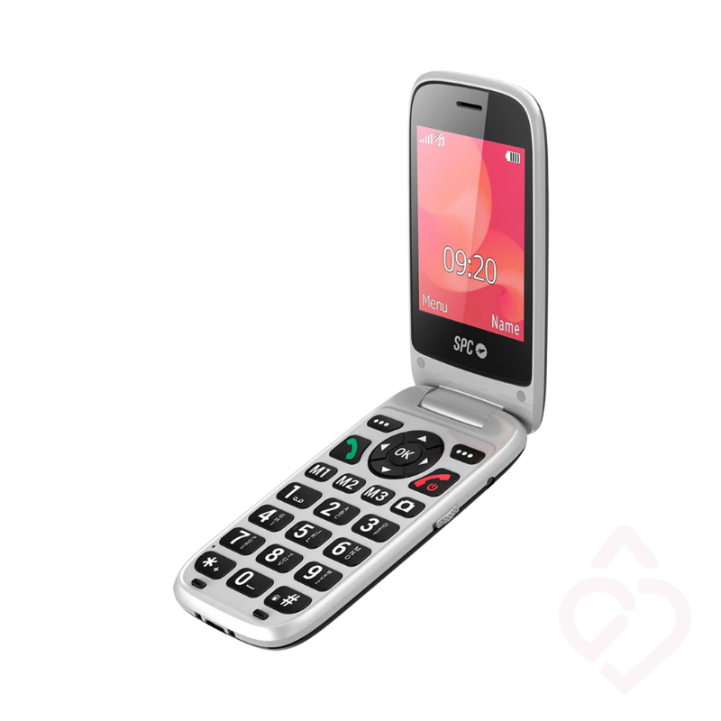 Telemóvel sénior SPC Polaris com tampa aberto e teclado visível